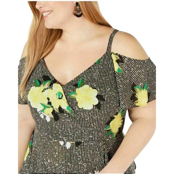 INC 20W Gingham Floral Lettuce Hem Casual Cocktail Party Summer Sun Cruise Dress - Picture 6 of 17